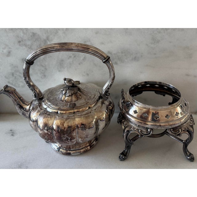 Metal Vintage Sheffield Tilting Coffee or Tea Pot With Stand For Sale - Image 7 of 11