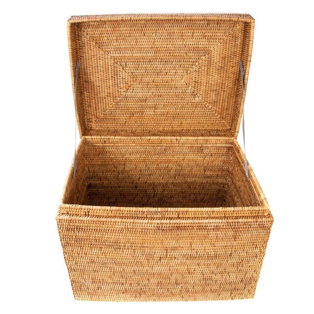 2020s Artifacts Rattan Rectangular Hinged Chest/Trunk in Honey Brown - 23" For Sale - Image 5 of 8