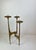 Sculptural Brutalist floor candle holder crafted in solid cast bronze, featuring three elongated organic branches that...