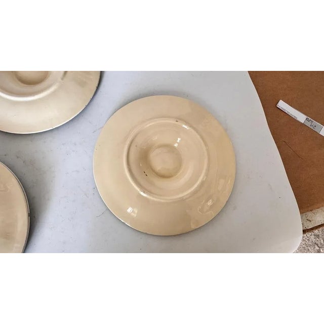 19th Century Green, White & Brown Glaze Majolica Oyster Plates, Set of 4 For Sale - Image 9 of 14