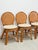Late 20th Century Cane Rattan Round Dining Chair Set Four Cushion Coastal Hollywood Regency For Sale - Image 4 of 10