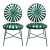 Antique Green Francois Carre Sunburst Garden Chairs, Pair For Sale