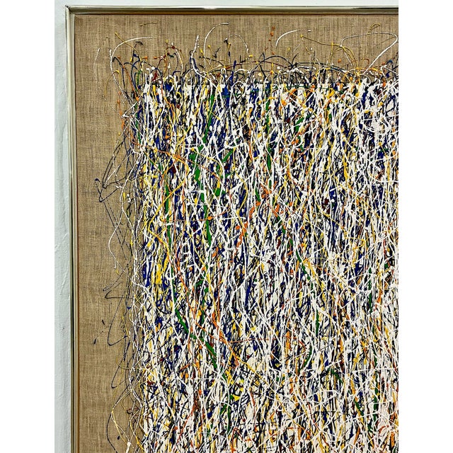 Abstract Expressionism in a Large Mid-Century Modern Dripped Painting For Sale - Image 4 of 12