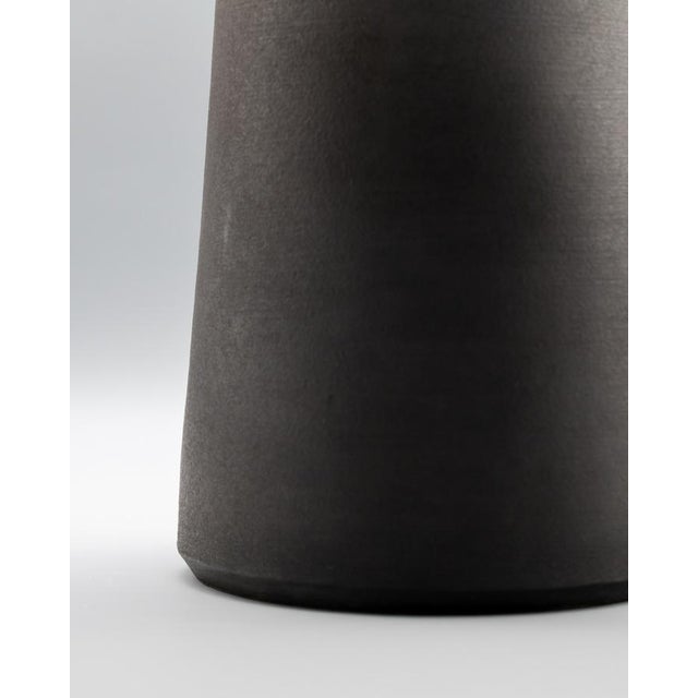 Matte Black Shigaraki Bottle Vase, 1980s For Sale - Image 3 of 7