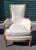 Wood Pair Mid Century 1950s Arm Chairs White Moire Fabric For Sale - Image 7 of 11