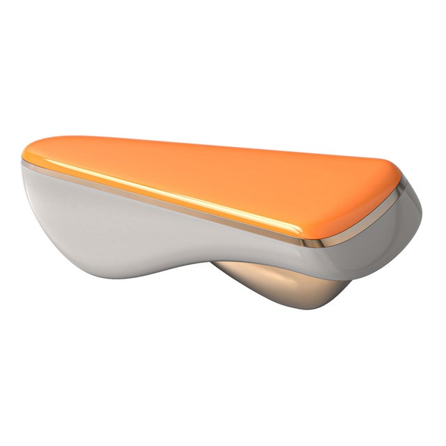 Orange "Blanc Paris" Coffee Table With Bronze, Stainless Steel, Handcrafted For Sale - Image 8 of 8