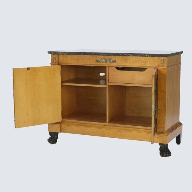 Traditional Henredon French Empire Satinwood, Ormolu & Marble Claw Foot Server 20thC For Sale - Image 3 of 18