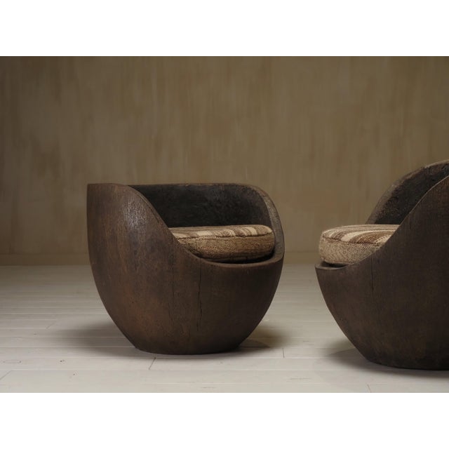 Mid-Century Hand-Carved Lounge Chairs, 1950, Set of 2 For Sale - Image 4 of 13