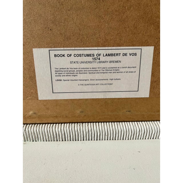 1992 Ldv01 and Ldv02 From the Book of Costumes of Lambert De Vos 1574 Framed Artwork, the Quintessa Art Collection For Sale - Image 11 of 12