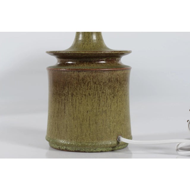 Mid-Century Modern Modern Danish Green Brown Glaze Ceramic Table Lamp from Kähler Studio, 1960s For Sale - Image 3 of 11