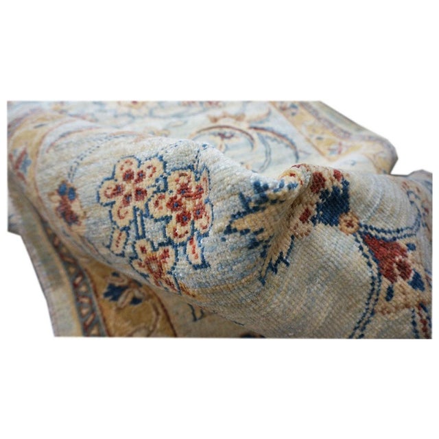 Early 21st Century Persian Sultanabad Wool 3x25 Light Blue, Ivory & Gold Handmade Runner Rug #1141320 For Sale - Image 5 of 5