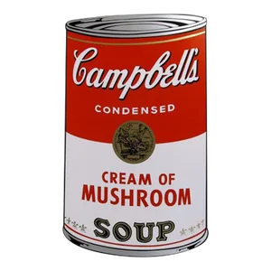 Campbell's Soup Can: Cream of Mushroom, Andy Warhol Serigraph by Sunday B Morning, Stamped Verso