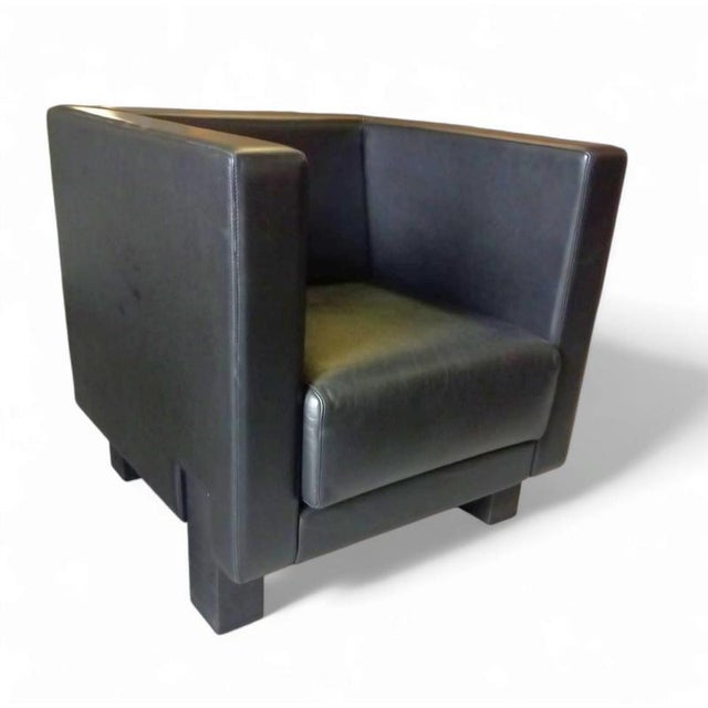 Poltrona Frau Moji Armchairs and 2-Seater Sofa in Black Leather by Shigeru Uchida for Poltrona Frau, Set of 5 For Sale - Image 4 of 18