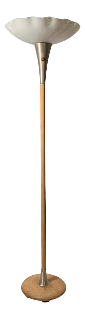 Vintage Modern Aluminum and Wood Floor Lamp attributed to Russel Wright