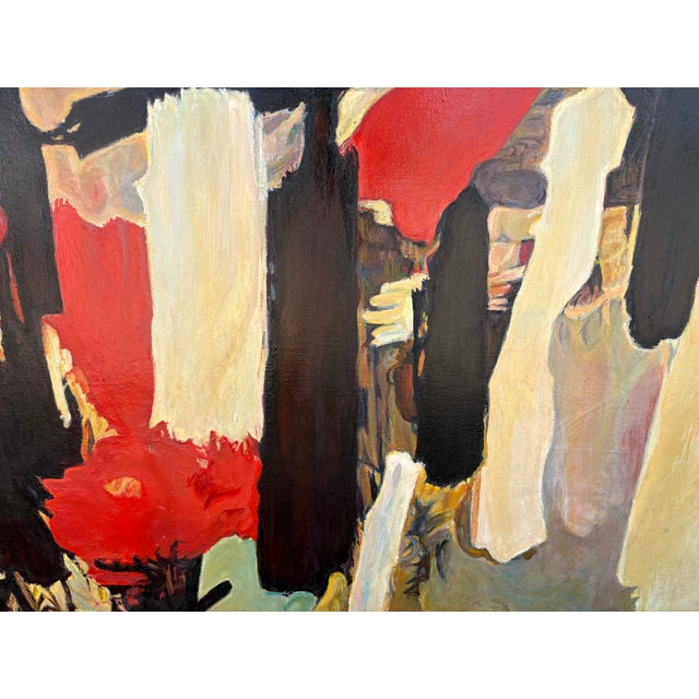 1950s Abstract Modern Framed Oil Painting on Canvas For Sale - Image 4 of 16