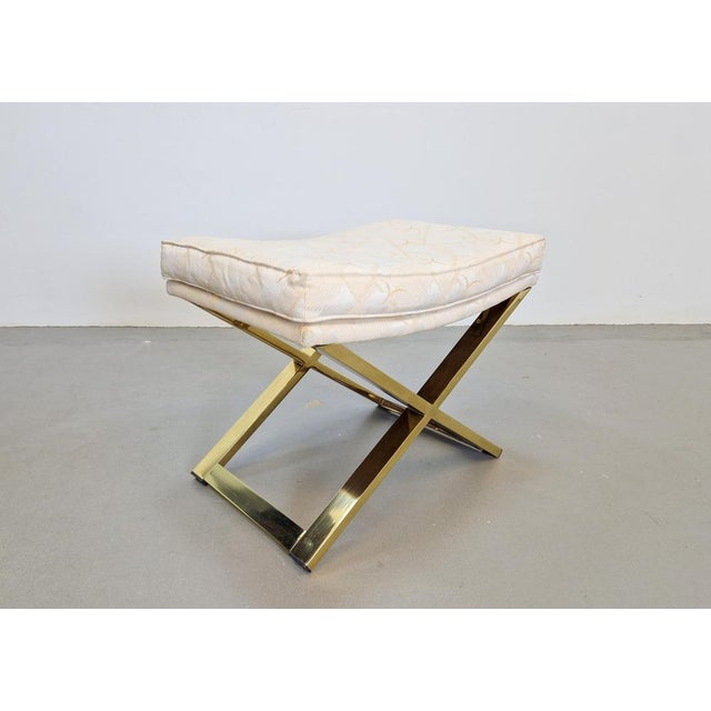 1970s Vintage Regency Brass Cross Stool, Italy, 1970s For Sale - Image 5 of 12