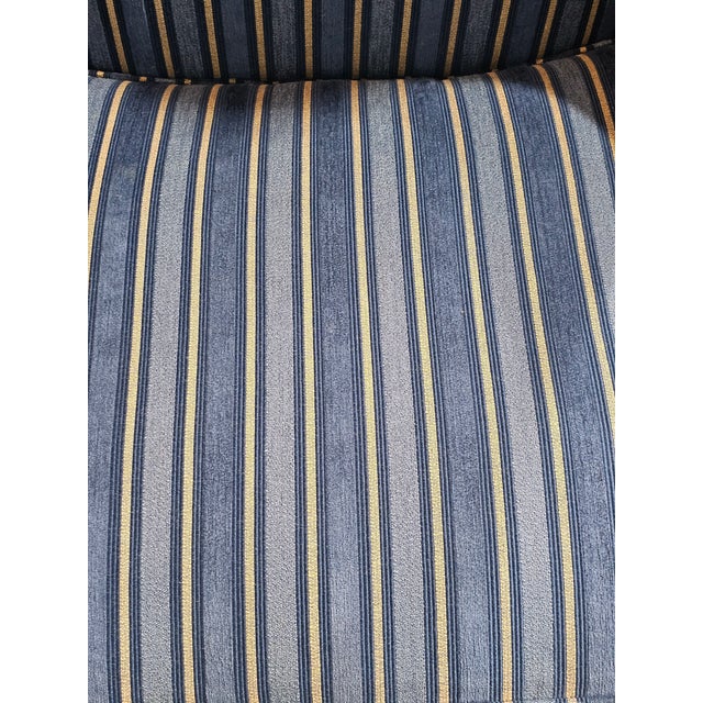 Late 20th Century Stickley Mahogany Williamsburg Hepplewhite Mahogany Wingback Chair Schumacher Fabric For Sale - Image 11 of 11