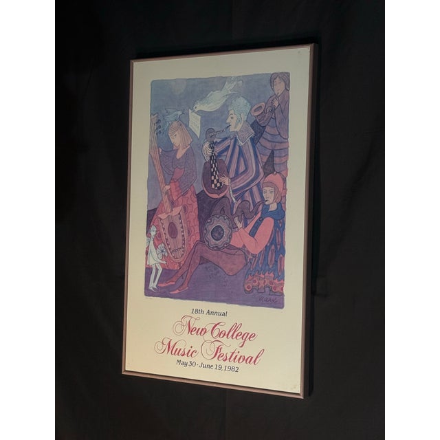 Vintage 1982 New College Music Festival Framed Poster For Sale - Image 4 of 8