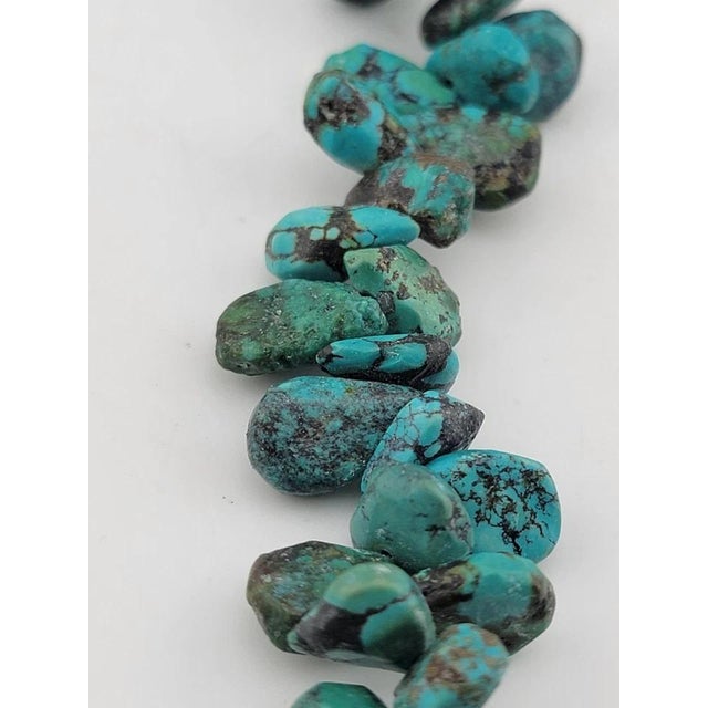 Vintage Gorgeous all natural chunks of Turquoise Nuggets Bracelet. 7 Inch Long. For Sale - Image 11 of 11