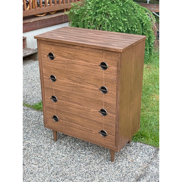 Likely 1960s Mid-Century Modern Possibly Walnut Highboy Dresser For Sale - Image 4 of 10