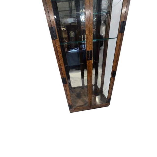 Henredon Late 20th Century Henredon Mission-Style Lighted Curio Cabinet – 83” For Sale - Image 4 of 6