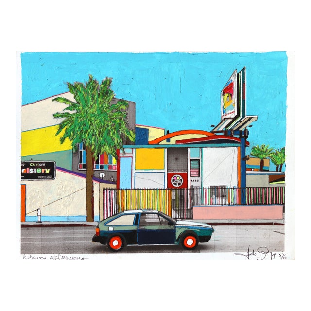 Redondo Afternoon - Original Contemporary Cityscape Mixed Media Painting on Paper by Fabio Coruzzi For Sale