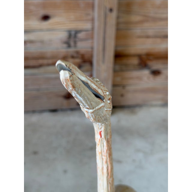 Vintage Carved Wood Crane Coastal Bird Floor Sculpture For Sale - Image 9 of 12