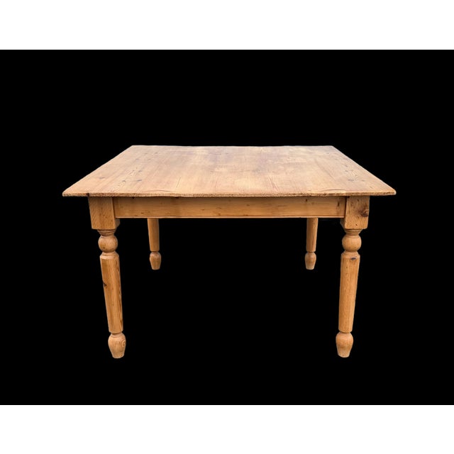 Mid 20th Century Rustic Pine Square Farmhouse Table For Sale - Image 5 of 8