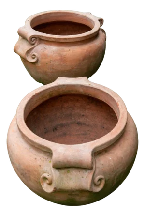 Handcrafted Enzo Zago Terracotta Planters, Baroque Revival, 1970s, , 2 Pieces, Attributed