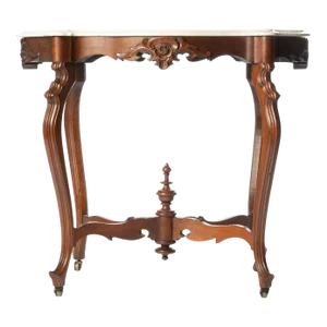 Rococo Revival Walnut Marble Top Table - Mid 19th Century
