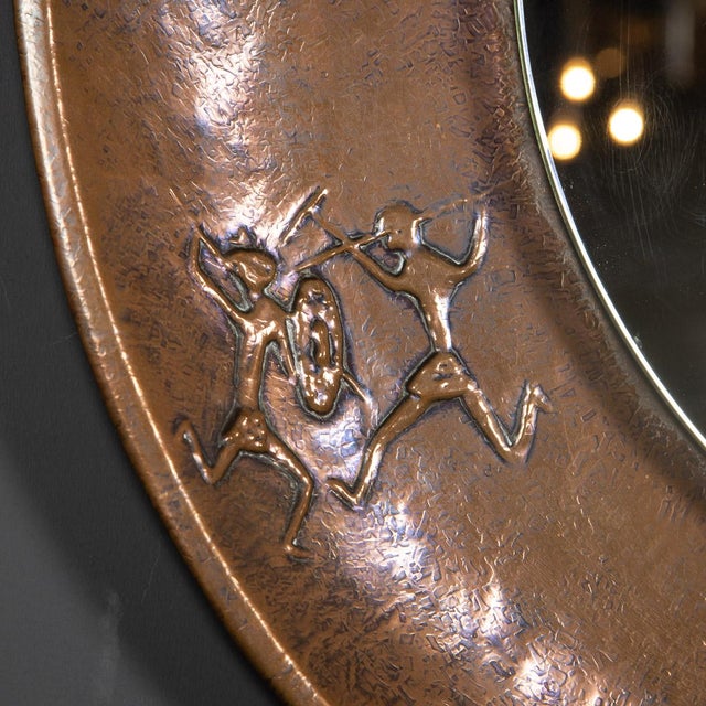 20th Century Brutalist Bronze Mirror With Figures in Relief, 1970s For Sale - Image 4 of 13