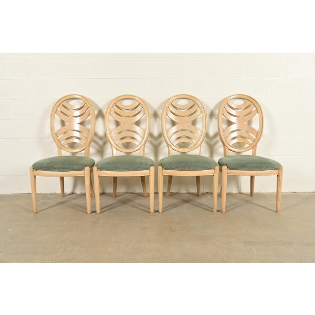 Henredon Modern Art Deco Carved Oak Dining Chairs, Set of Four For Sale - Image 15 of 15
