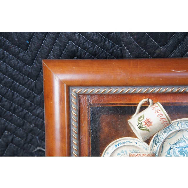Late 20th Century Fabrice De Villeneuve Trompe l'Oeuil China Cupboard Still Life Oil Painting 19" For Sale - Image 6 of 12