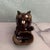 Interesting mid-20th century nut dish in the shape of a squirrel. Made of painted ceramic with drip glaze and gold edging....