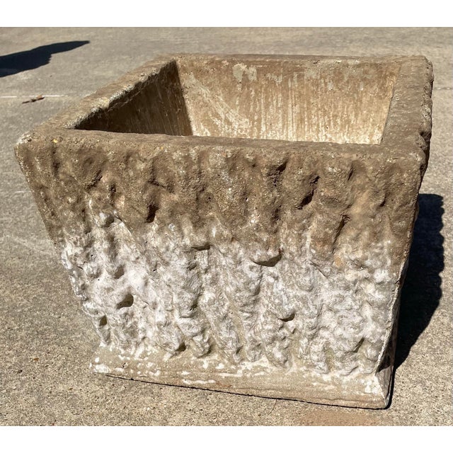 Nice vintage Aged Brutalist Faux Boi Concrete Planter!