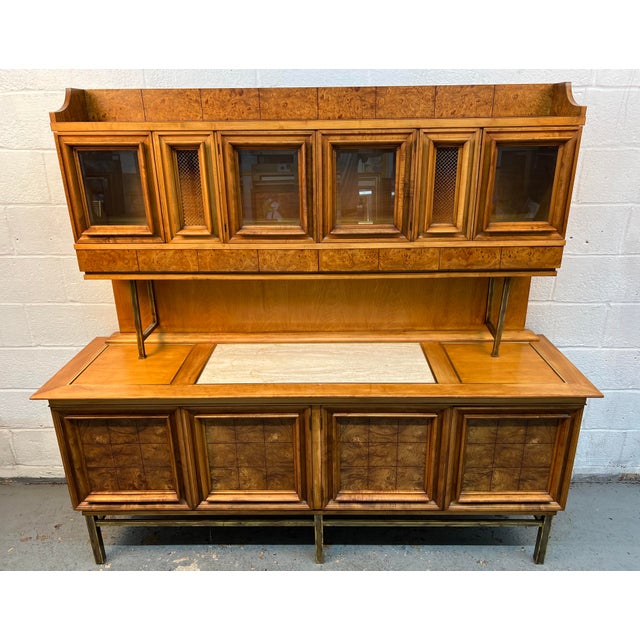 Elegant “Contempora” two-piece credenza and hutch by J.L. Metz, showcasing the clean lines and timeless appeal of classic...