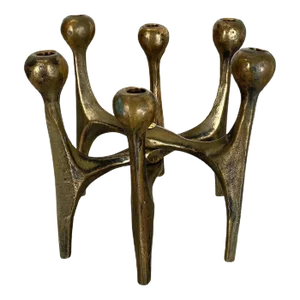 Mid-Century German Brutalist Candleholder in Bronze by Michael Harjes, 1960s