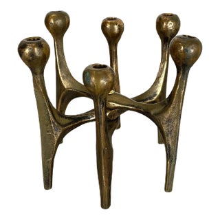 Mid-Century German Brutalist Candleholder in Bronze from Michael Harjes, 1960s For Sale
