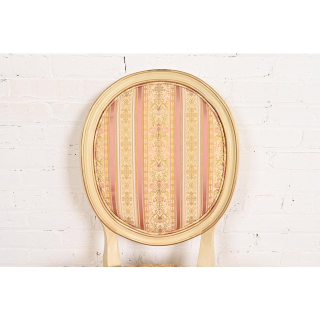 Karges French Provincial Louis XV Cream Lacquered and Gold Gilt Side Chairs or Dining Chairs, Pair For Sale In South Bend - Image 6 of 11