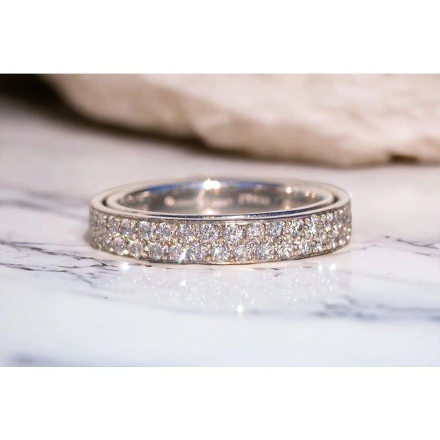 Metal The Daphne: Designer Signed Pave Two Row Natural Diamond Band in Platinum For Sale - Image 7 of 7