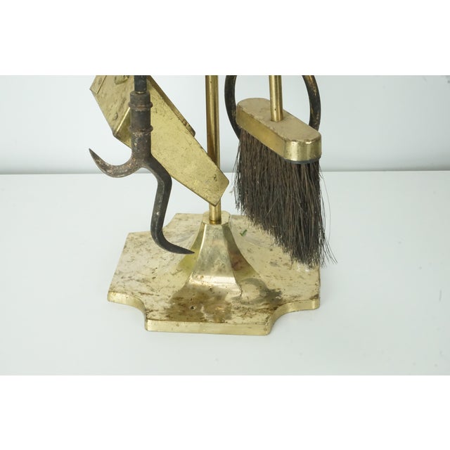 Early 21st Century Vintage Solid Brass Fireplace Tool Set- 5 Piece For Sale - Image 5 of 9