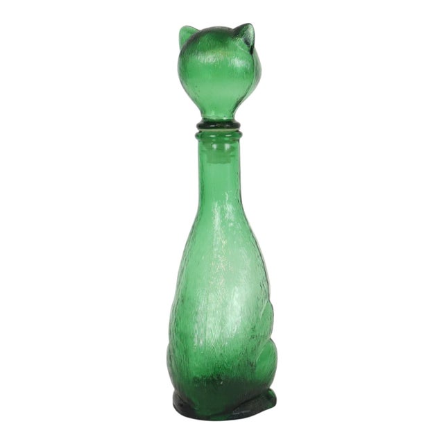 Large Green Glass Cat Decanter, Empoli, Italy, 1960s For Sale - Image 4 of 16