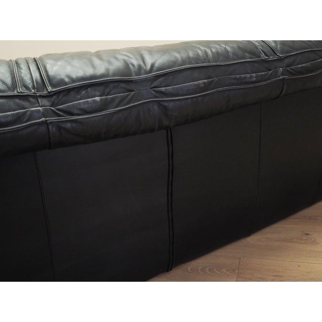 Italian Black Leather Sofa, 1960s For Sale - Image 15 of 18