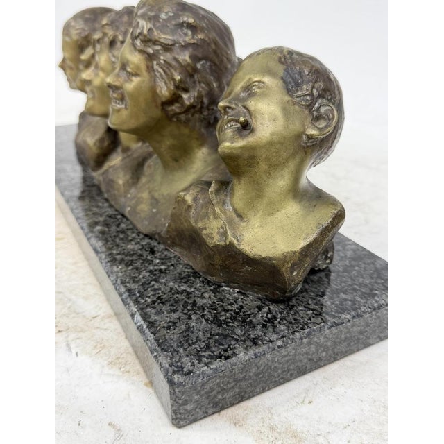 Vincenzo Aurisicchio, Scugnizzi, 1920s, Bronze and Marble For Sale - Image 3 of 15
