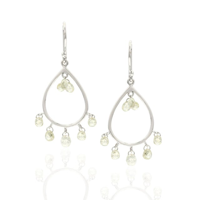 Beaded Diamond Drop Earrings in 18k Solid White Gold- A Pair For Sale In New York - Image 6 of 11