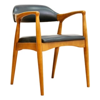 1960s Mid Century Teak Desk Chair in Oak For Sale