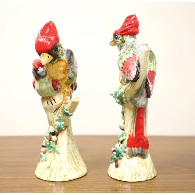 Mid 20th Century Italian Porcelain Cardinal Birds - Pair For Sale - Image 4 of 8