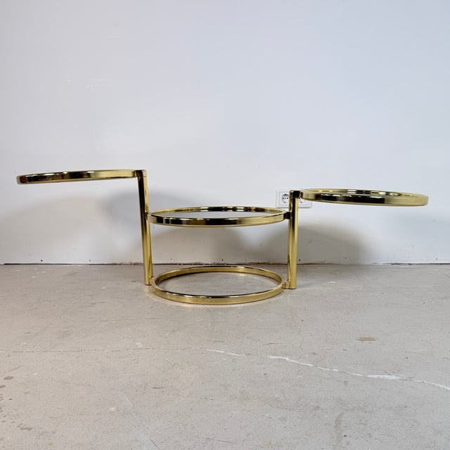 1970s Vintage Hollywood Regency Swivel Cascade Coffee Table with Black Glass, Germany, 1970s For Sale - Image 5 of 12