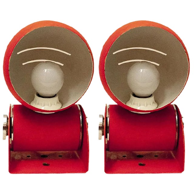 Vintage Italian Orange Table Lamps or Sconces, 1970s, Set of 2 For Sale