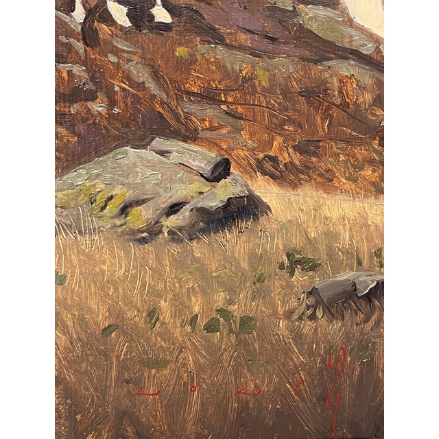 Contemporary Devil's Backbone by Diego Glazer | Oil on panel Landscape of rocky formations and grass. For Sale - Image 3 of 5